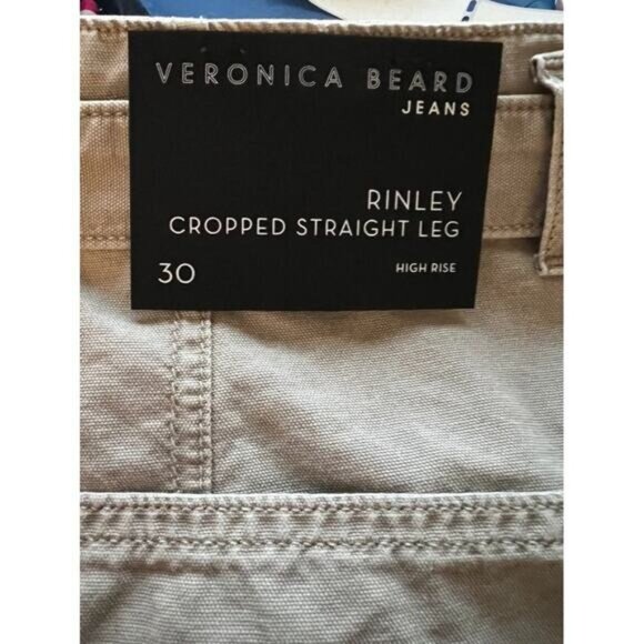Rinley Straight-Leg Pant From Veronica Beard Stone Size 30 NEW Cropped Ultra Hig - Picture 8 of 9